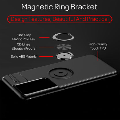 NALIA Ringhülle für Samsung Galaxy S21 Ultra – Ring-Ständer 360° & für Magnet-Halter – GRIP360 (Mattiertes Silikon Case) – Marke aus Berlin