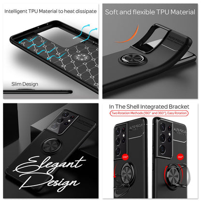 NALIA Ringhülle für Samsung Galaxy S21 Ultra – Ring-Ständer 360° & für Magnet-Halter – GRIP360 (Mattiertes Silikon Case) – Marke aus Berlin