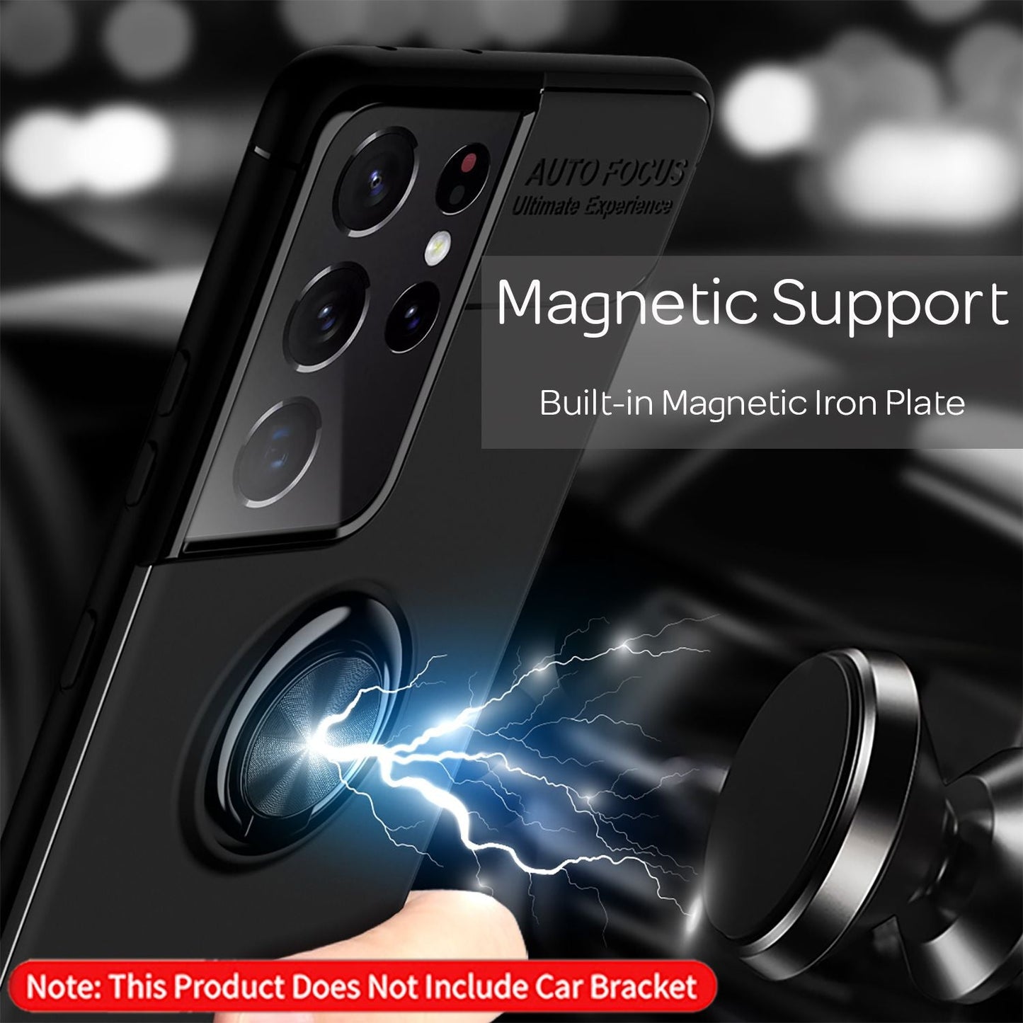 NALIA Ringhülle für Samsung Galaxy S21 Ultra – Ring-Ständer 360° & für Magnet-Halter – GRIP360 (Mattiertes Silikon Case) – Marke aus Berlin