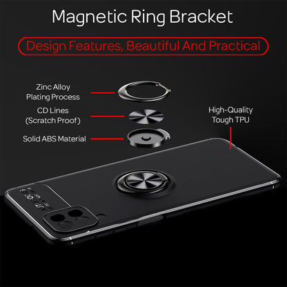 NALIA Ring Handyhülle kompatibel mit Samsung Galaxy A12 Hülle, Silikon Cover mit 360-Grad Finger-Halter für magnetische KFZ-Halterung, Schutzhülle Phone Case Handy-Tasche Etui Bumper