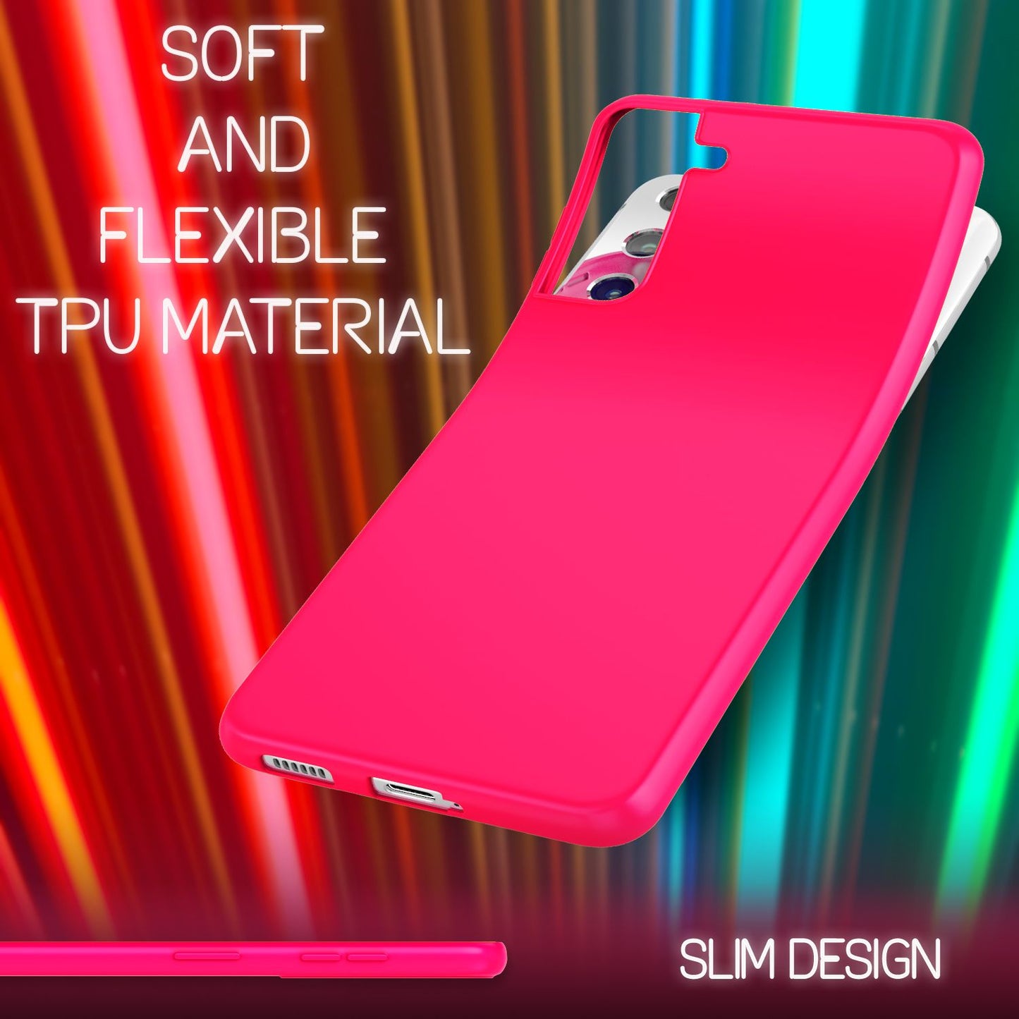 NALIA Neon Silikonhülle für Samsung Galaxy S21 – Soft-Touch & Signal-Neon – NEONSHOCK (Matte Schutzhülle) – Marke aus Berlin