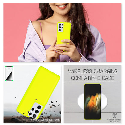 NALIA Neon Silikonhülle für Samsung Galaxy S21 Ultra – Soft-Touch & Signal-Neon – NEONSHOCK (Matte Schutzhülle) – Marke aus Berlin