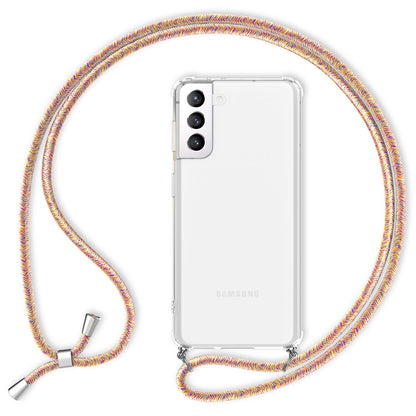 NALIA Handykette für Samsung Galaxy S21 – Transparentes Hybrid-Case & Band – HANGIT (Anti-Gelb Rückseite & Verstellbar) – Marke aus Berlin