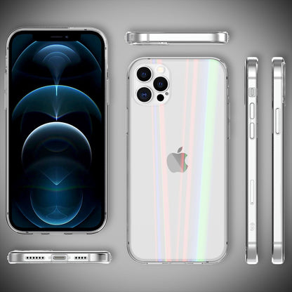 NALIA Transparente Glashülle für iPhone 12 Pro Max – Holografischer Prisma-Effekt (Regenbogen Schimmer) – 9H Hartglas & Anti-Gelb – AURORA – Marke aus Berlin
