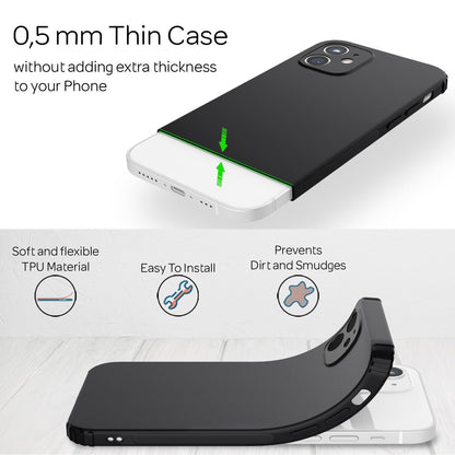 NALIA Extra Dünne Handyhülle kompatibel mit iPhone 12 Mini Hülle, Schutzhülle Matt Ultra-Slim Bumper Cover, Rutschfest & Stoßfest Phone Case Handy-Tasche Backcover TPU Silikonhülle Soft Skin - Schwarz