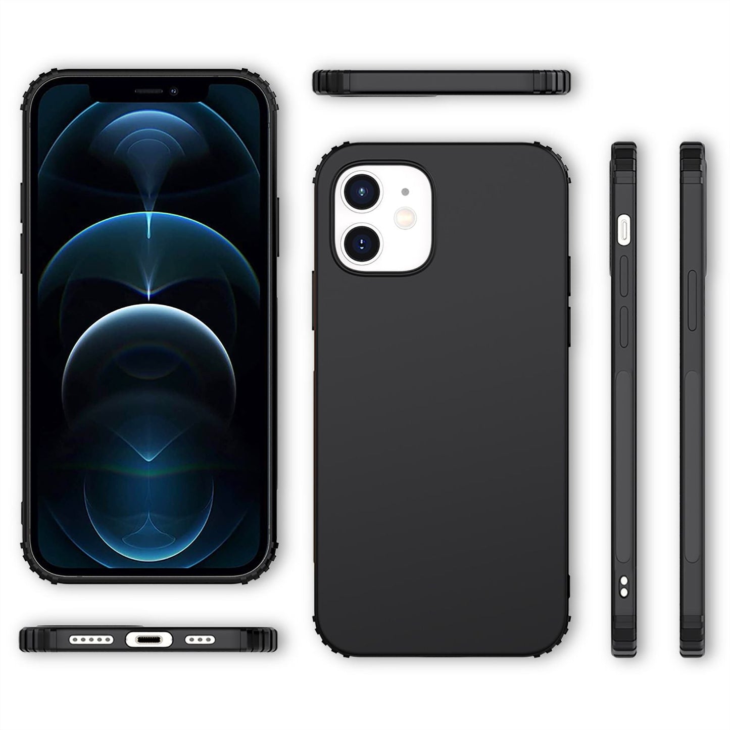 NALIA  Extra Dünne Handyhülle kompatibel mit iPhone 12 / iPhone 12 Pro Hülle, Schutzhülle Matt Ultra-Slim Bumper Cover, Rutschfest & Stoßfest Phone Case Handy-Tasche Backcover Silikonhülle - Schwarz
