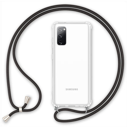 NALIA Handykette für Samsung Galaxy S20 FE – Transparentes Hybrid-Case & Band – HANGIT (Anti-Gelb Rückseite & Verstellbar) – Marke aus Berlin