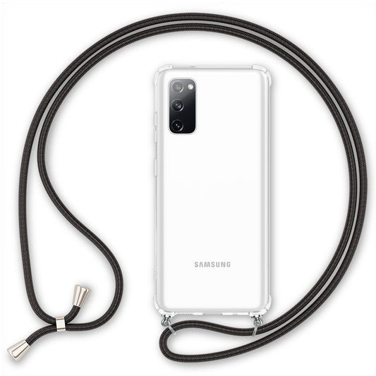 NALIA Handykette für Samsung Galaxy S20 FE – Transparentes Hybrid-Case & Band – HANGIT (Anti-Gelb Rückseite & Verstellbar) – Marke aus Berlin