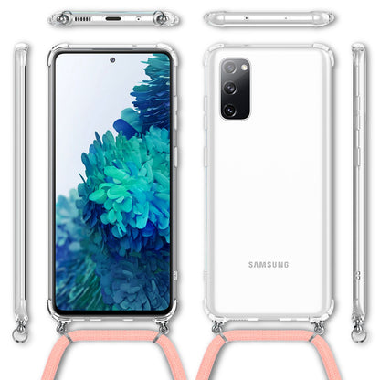 NALIA Handykette für Samsung Galaxy S20 FE – Transparentes Hybrid-Case & Band – HANGIT (Anti-Gelb Rückseite & Verstellbar) – Marke aus Berlin