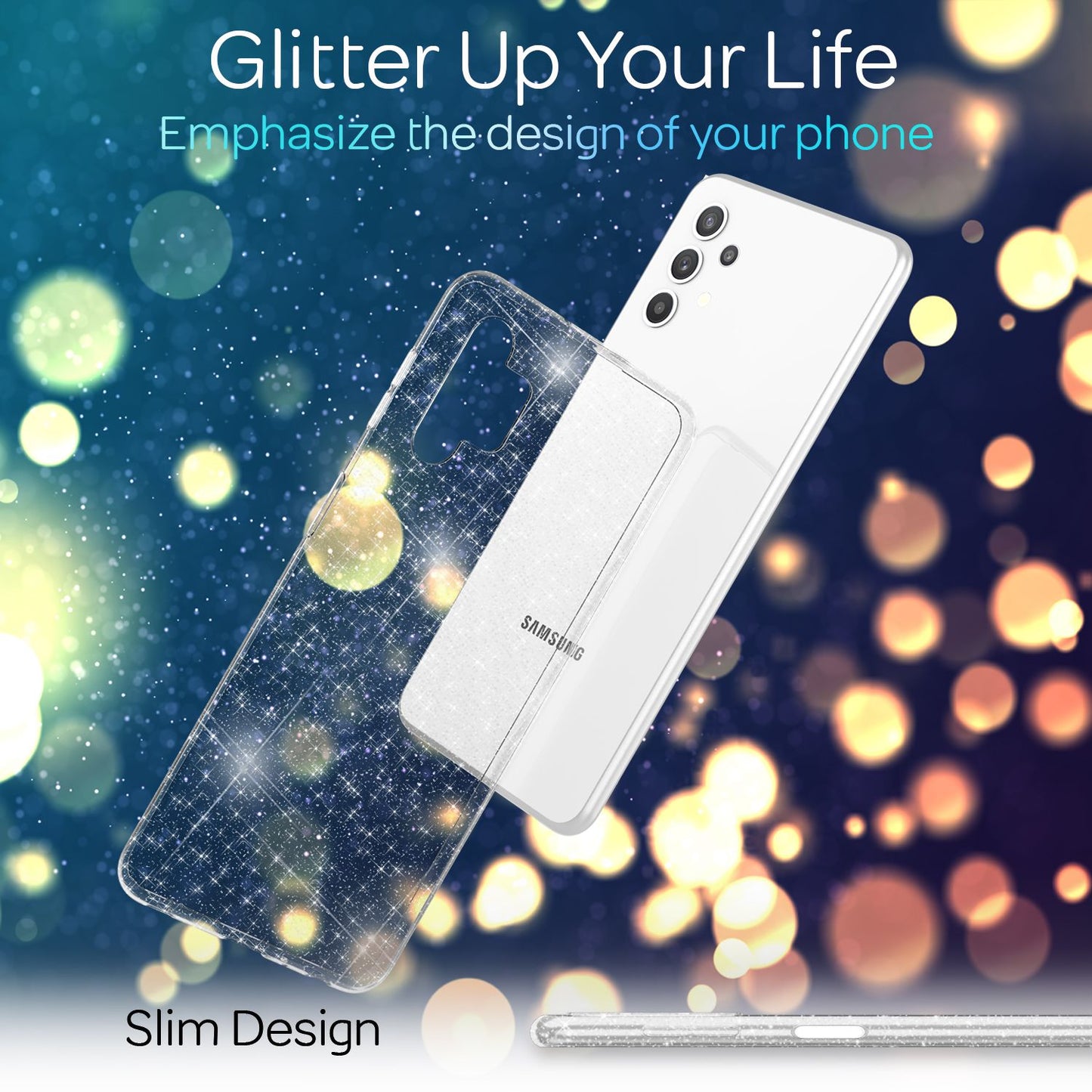 NALIA Glitzerhülle für Samsung Galaxy A32 5G – Funkelndes Silikon Case – DAZZLIN (Transparent & Stoßfest) – Marke aus Berlin