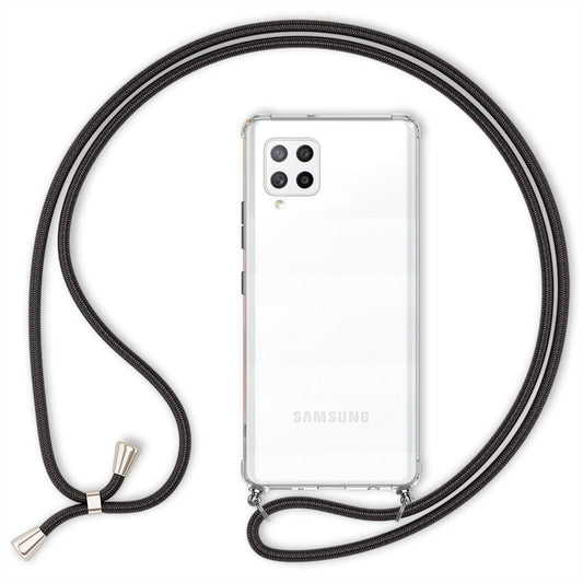 NALIA Handykette für Samsung Galaxy A42 5G – Transparentes Hybrid-Case & Band – HANGIT (Anti-Gelb Rückseite & Verstellbar) – Marke aus Berlin
