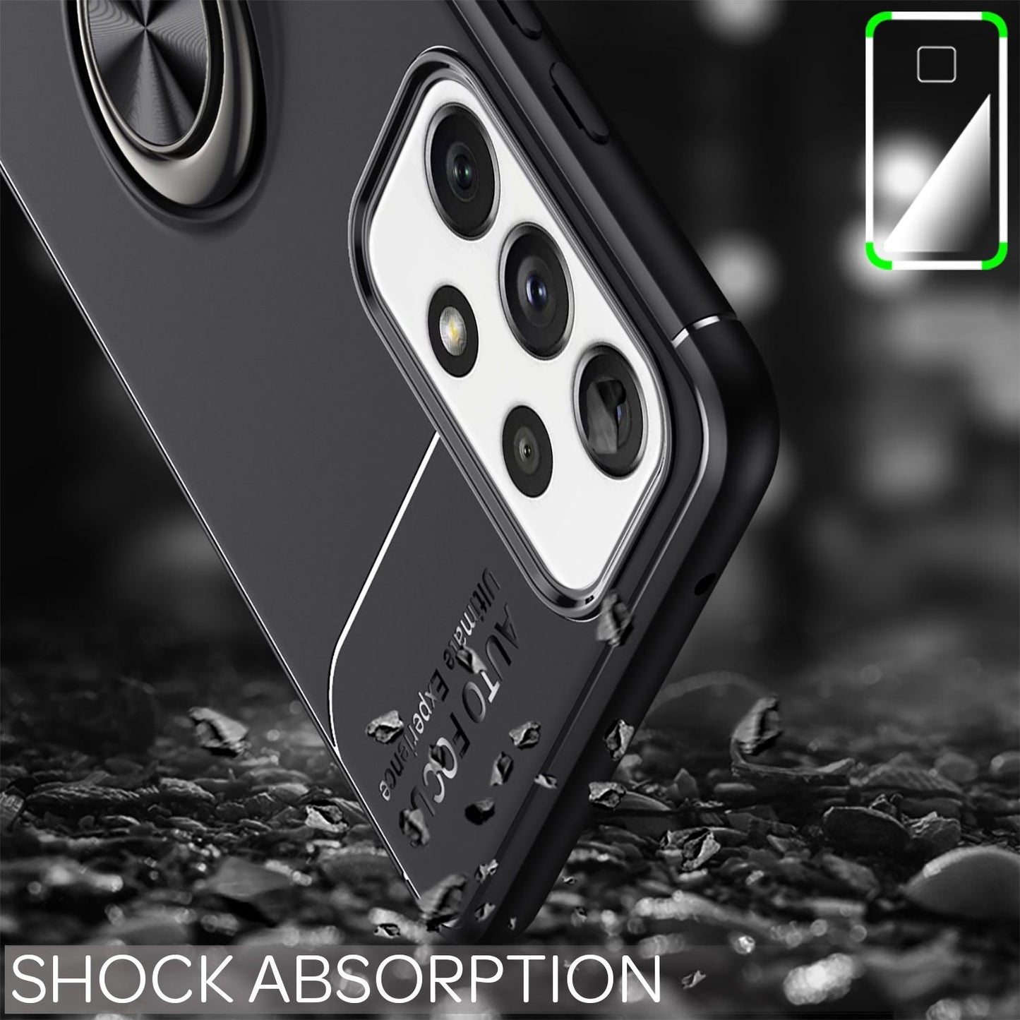 NALIA Ringhülle für Samsung Galaxy A72 – Ring-Ständer 360° & für Magnet-Halter – GRIP360 (Mattiertes Silikon Case) – Marke aus Berlin