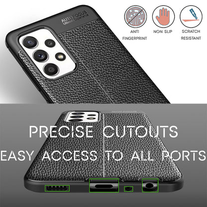 NALIA Leder Look Case kompatibel mit Samsung Galaxy A52 5G / A52 / A52s 5G Hülle, Schwarze Handyhülle Silikon Schutzhülle Stoßfest Rutschfest, Slim Phone Backcover Skin Dünne Handy-Tasche Cover Etui