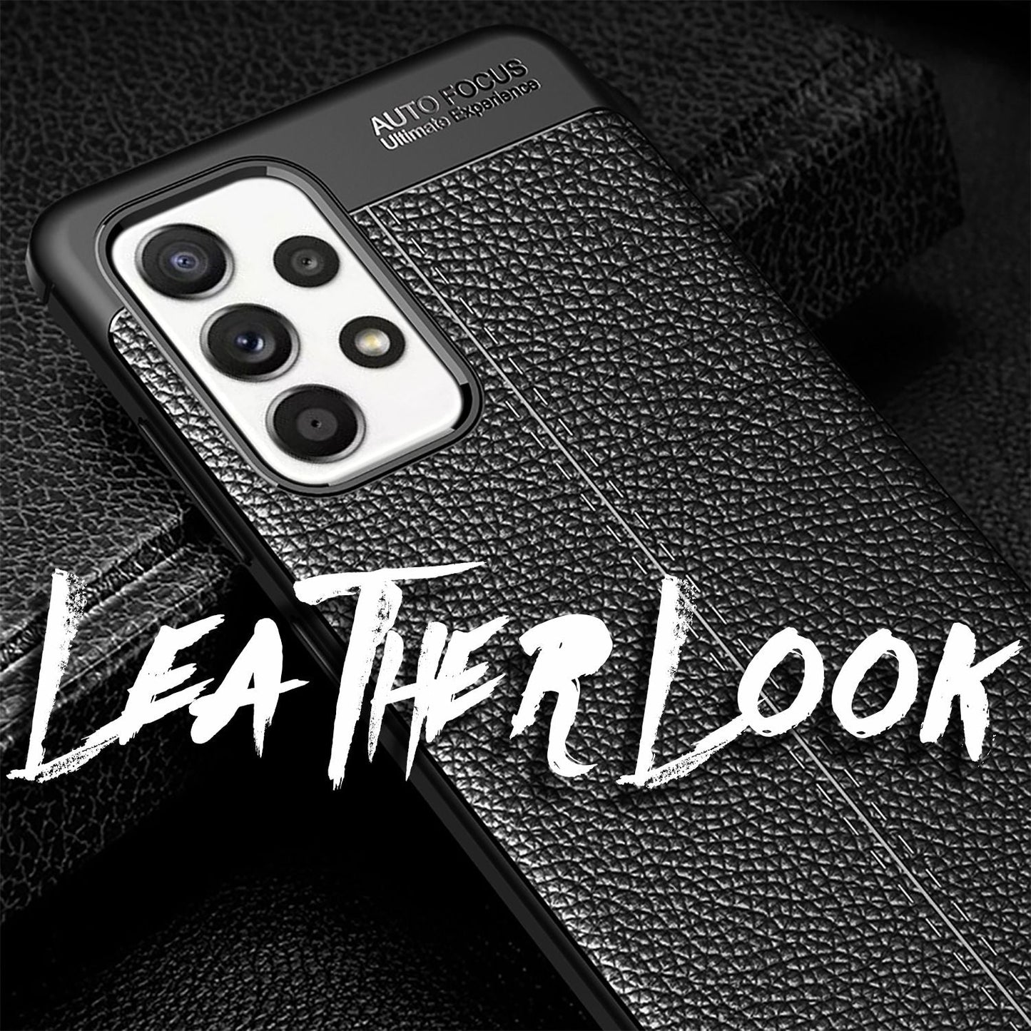 NALIA Leder Look Case kompatibel mit Samsung Galaxy A52 5G / A52 / A52s 5G Hülle, Schwarze Handyhülle Silikon Schutzhülle Stoßfest Rutschfest, Slim Phone Backcover Skin Dünne Handy-Tasche Cover Etui