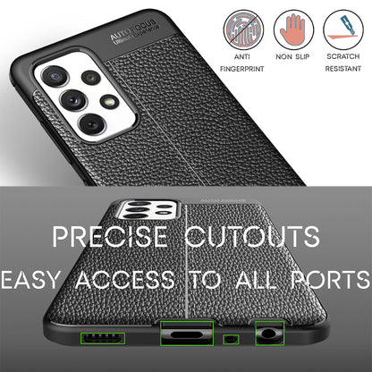 NALIA Design Case kompatibel mit Samsung Galaxy A72 Hülle, Leder Look Stylische Handyhülle Stoßfeste Silikon Schutzhülle, Slim Phone Backcover Skin Dünne Handy-Tasche Cover Etui Kratzfest - Schwarz