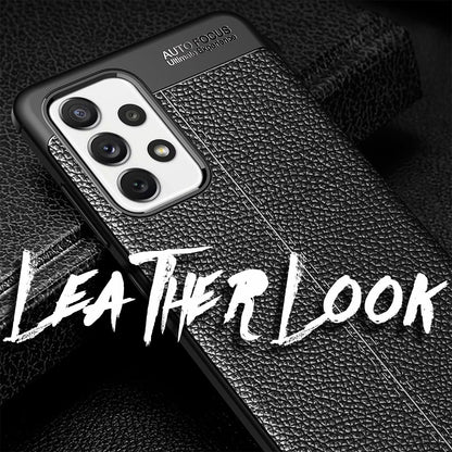 NALIA Design Case kompatibel mit Samsung Galaxy A72 Hülle, Leder Look Stylische Handyhülle Stoßfeste Silikon Schutzhülle, Slim Phone Backcover Skin Dünne Handy-Tasche Cover Etui Kratzfest - Schwarz