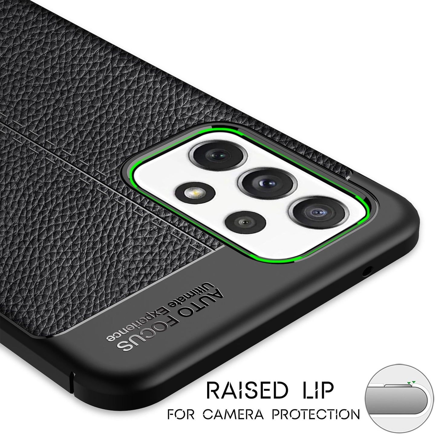 NALIA Design Case kompatibel mit Samsung Galaxy A72 Hülle, Leder Look Stylische Handyhülle Stoßfeste Silikon Schutzhülle, Slim Phone Backcover Skin Dünne Handy-Tasche Cover Etui Kratzfest - Schwarz