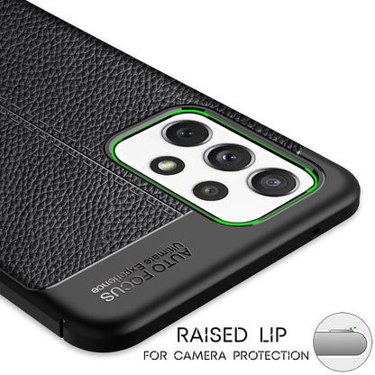 NALIA Design Case kompatibel mit Samsung Galaxy A72 Hülle, Leder Look Stylische Handyhülle Stoßfeste Silikon Schutzhülle, Slim Phone Backcover Skin Dünne Handy-Tasche Cover Etui Kratzfest - Schwarz