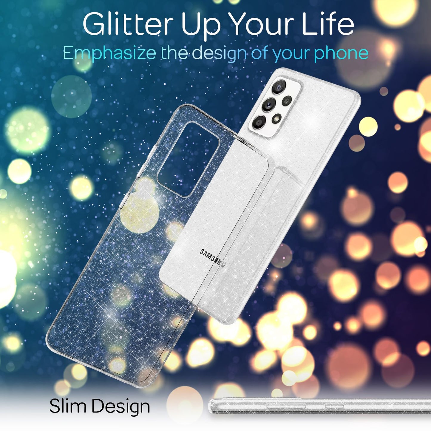 NALIA Glitzerhülle für Samsung Galaxy A52 / A52 5G / A52s 5G – Funkelndes Silikon Case – DAZZLIN (Transparent & Stoßfest) – Marke aus Berlin
