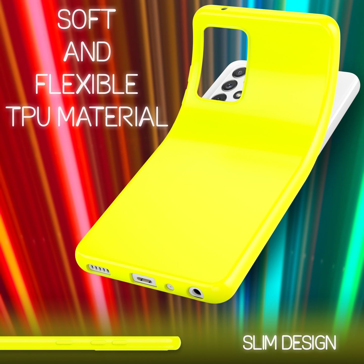 NALIA Neon Silikonhülle für Samsung Galaxy A72 – Soft-Touch & Signal-Neon – NEONSHOCK (Matte Schutzhülle) – Marke aus Berlin