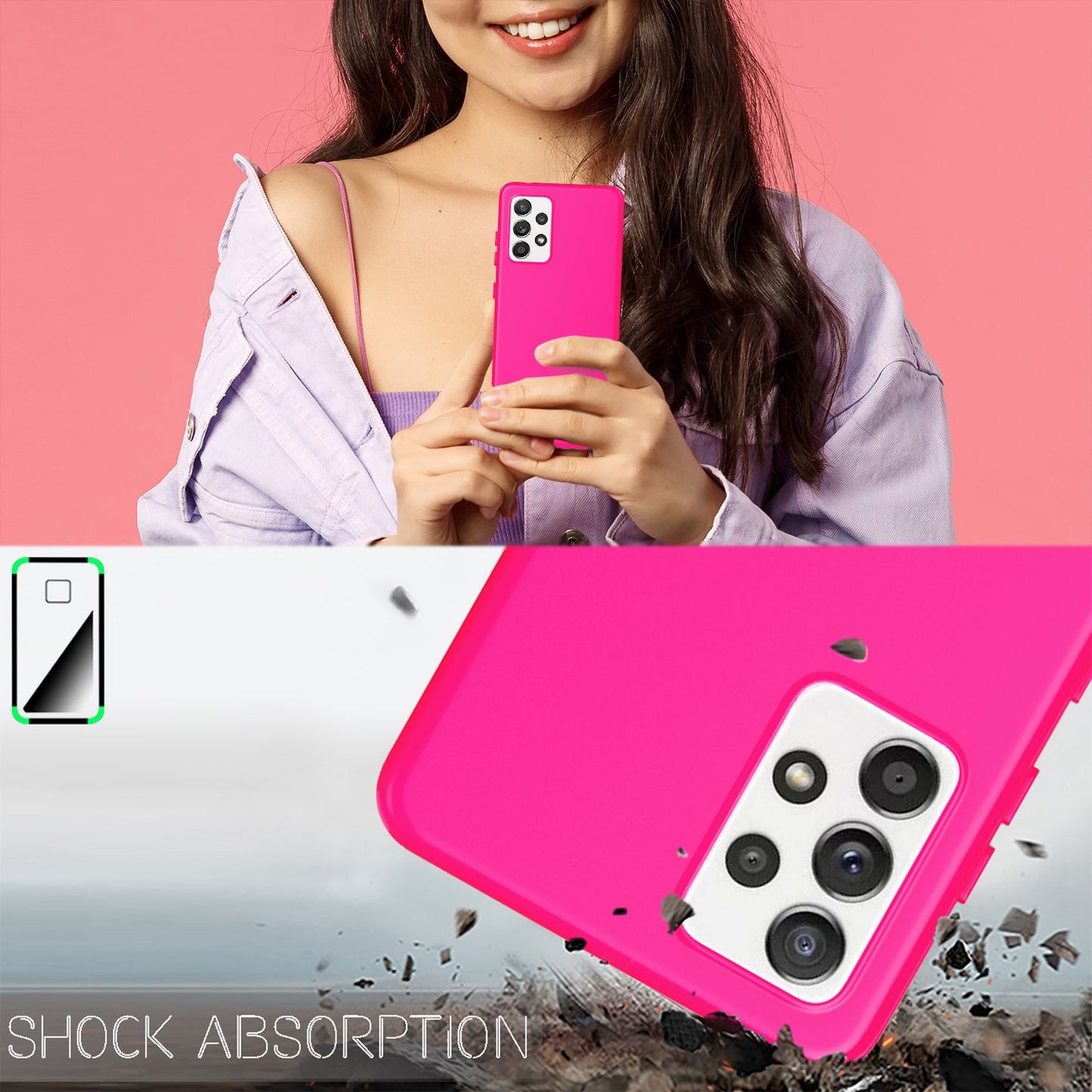 NALIA Neon Silikonhülle für Samsung Galaxy A72 – Soft-Touch & Signal-Neon – NEONSHOCK (Matte Schutzhülle) – Marke aus Berlin