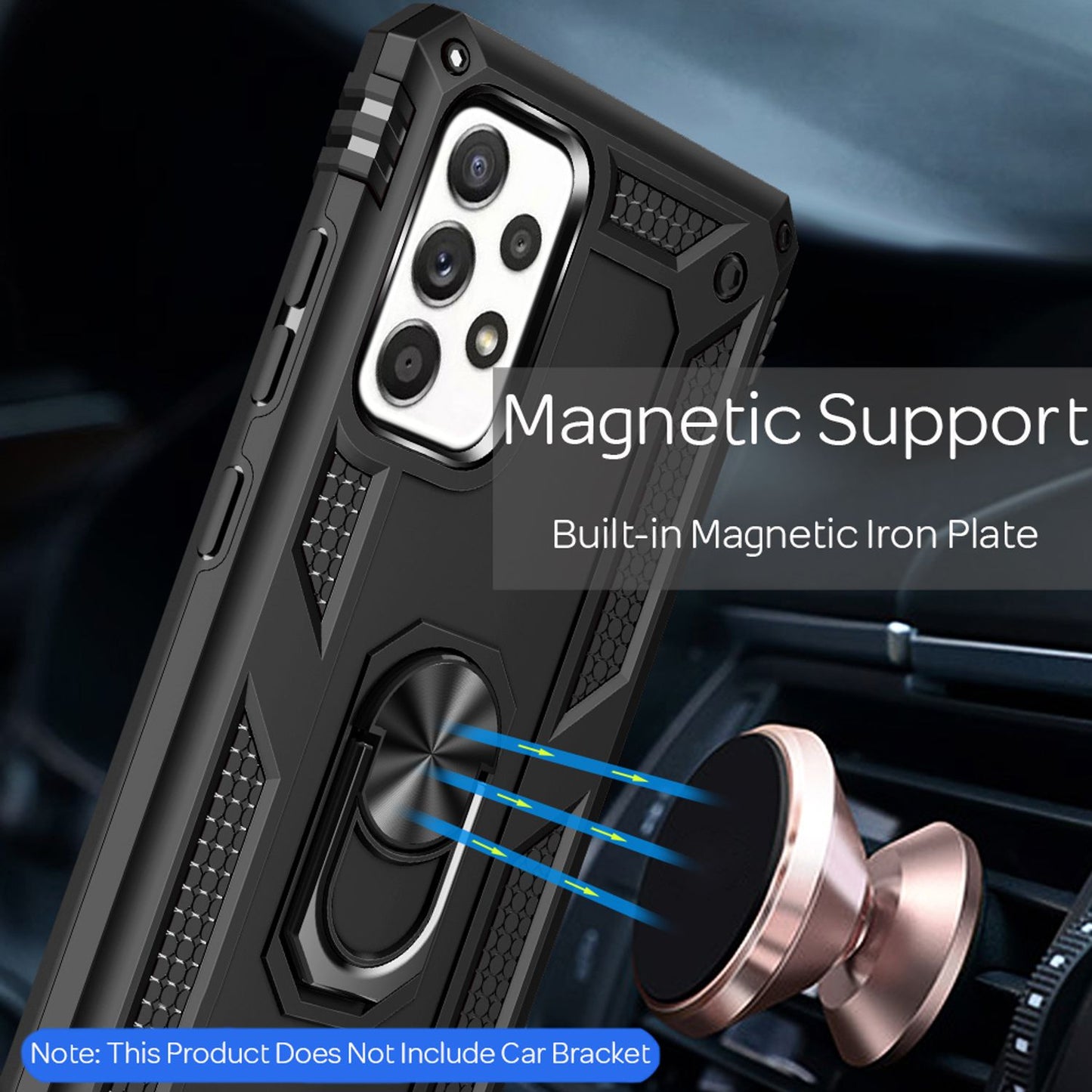 NALIA Panzerhülle für Samsung Galaxy A52 / A52 5G / A52s 5G – Ring-Ständer 360° & Magnet-Halterung Kompatibel – RINGDEFEND (Stoßfestes Outdoor Case) – Marke aus Berlin