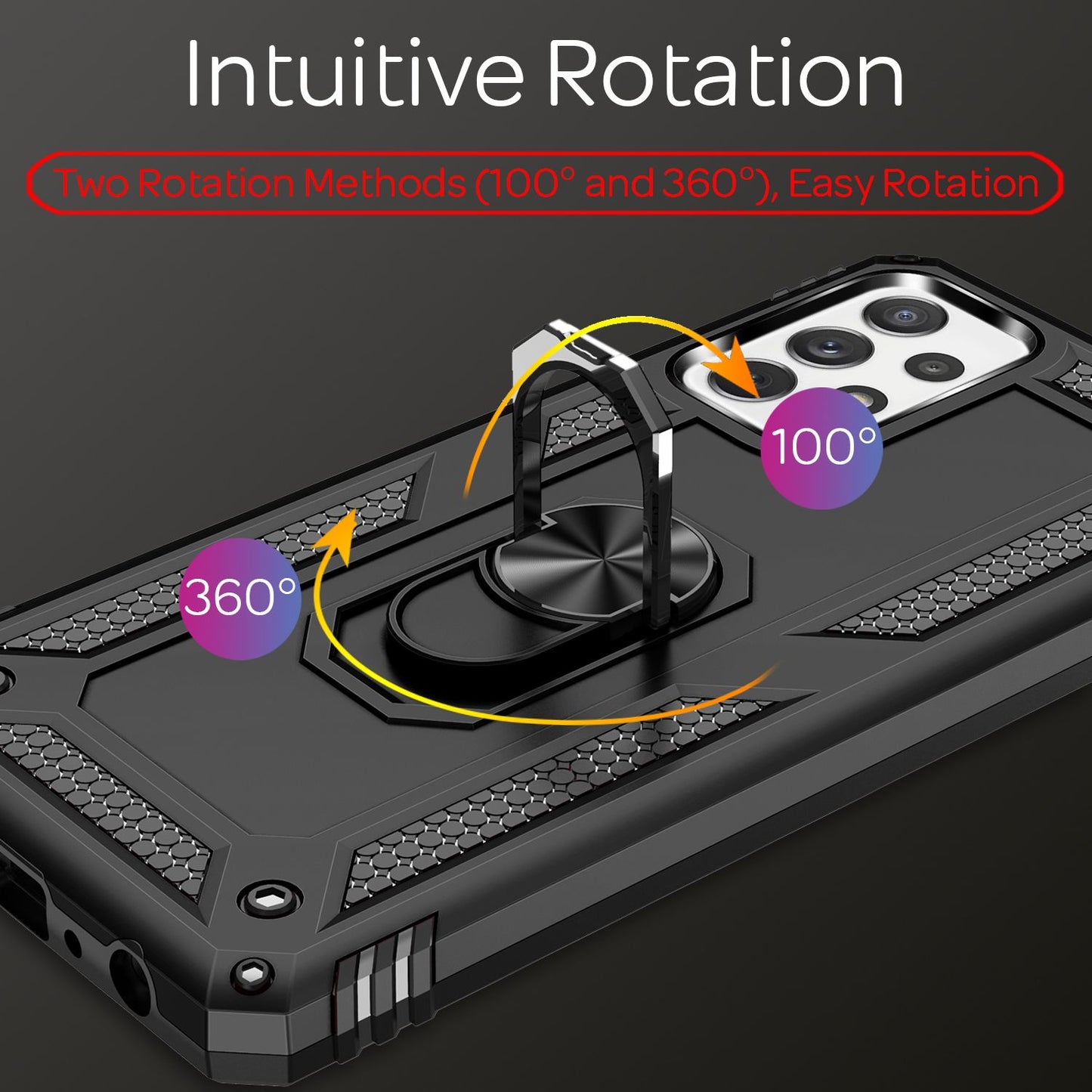 NALIA Panzerhülle für Samsung Galaxy A72 – Ring-Ständer 360° & Magnet-Halterung Kompatibel – RINGDEFEND (Stoßfestes Outdoor Case) – Marke aus Berlin