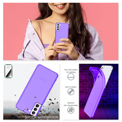 NALIA Neon Silikonhülle für Samsung Galaxy S21 Plus – Knallige Signal-Farbe & Linsenschutz – VIBE (Transparentes Case) – Marke aus Berlin