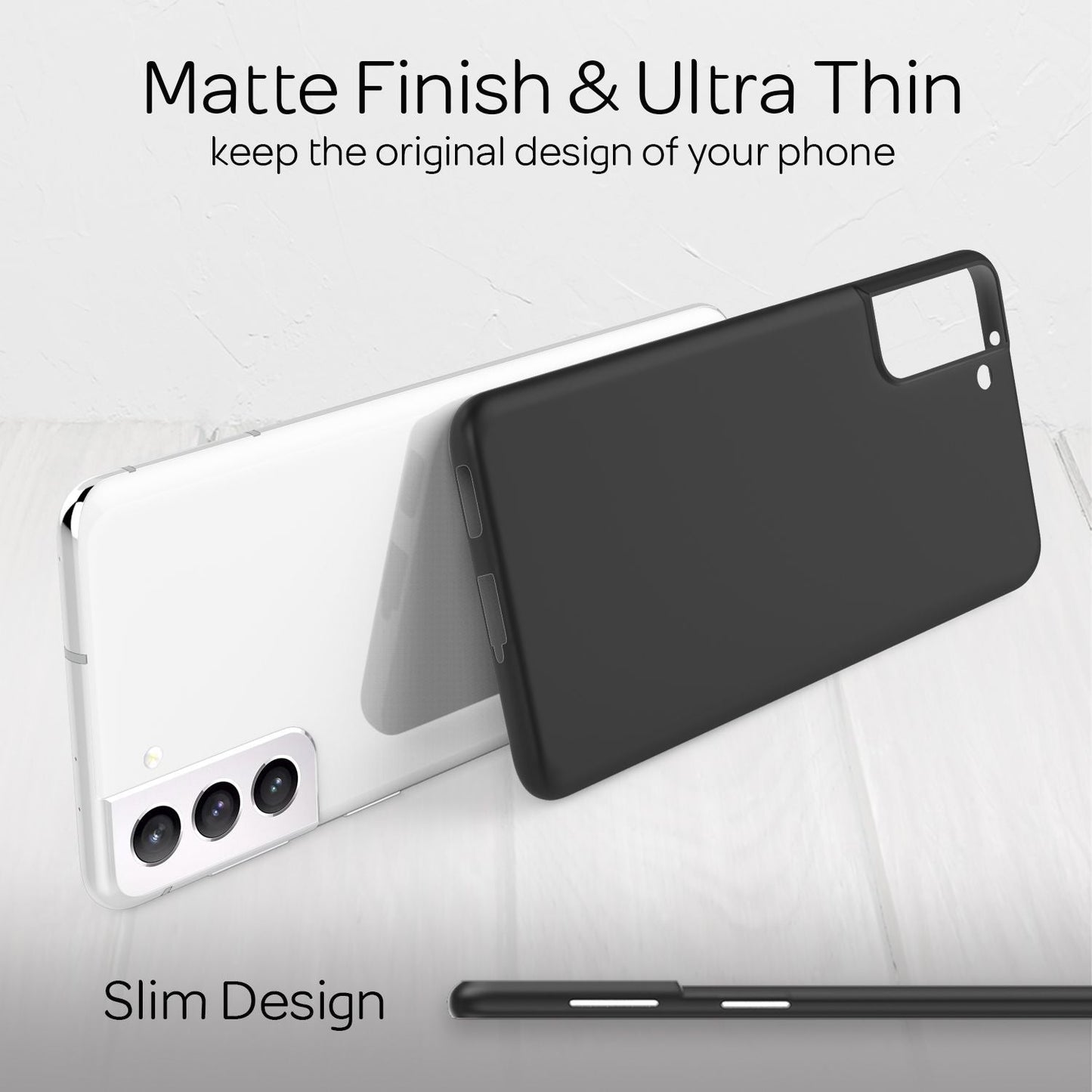 NALIA Ultra Slim Hardcase für Samsung Galaxy S21 – Matt & 0.3mm Dünn – PHANTOM (Hauchdünnes Cover & Kamera-Vollschutz) – Marke aus Berlin