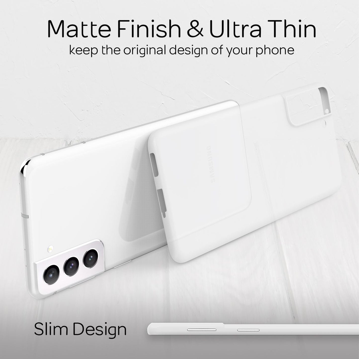 NALIA Ultra Slim Hardcase für Samsung Galaxy S21 – Matt & 0.3mm Dünn – PHANTOM (Hauchdünnes Cover & Kamera-Vollschutz) – Marke aus Berlin