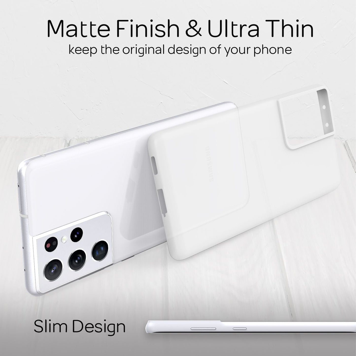 NALIA Ultra Slim Hardcase für Samsung Galaxy S21 Ultra – Matt & 0.3mm Dünn – PHANTOM (Hauchdünnes Cover & Kamera-Vollschutz) – Marke aus Berlin