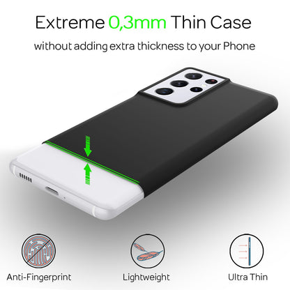 NALIA Ultra Slim Hardcase für Samsung Galaxy S21 Ultra – Matt & 0.3mm Dünn – PHANTOM (Hauchdünnes Cover & Kamera-Vollschutz) – Marke aus Berlin
