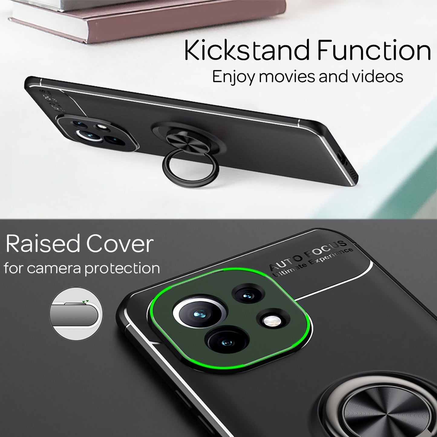 NALIA Ring Handyhülle kompatibel mit Xiaomi Mi 11 5G Hülle, Silikon Cover mit 360-Grad Finger-Halter für magnetische KFZ-Halterung, Kickstand Schutzhülle Phone Case Handy-Tasche Bumper