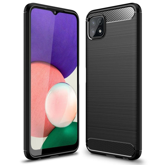 NALIA Silikonhülle für Samsung Galaxy A22 5G – Rutschfest & Matt – VORTEX (Gebürstete Optik & Carbon Design) – Marke aus Berlin
