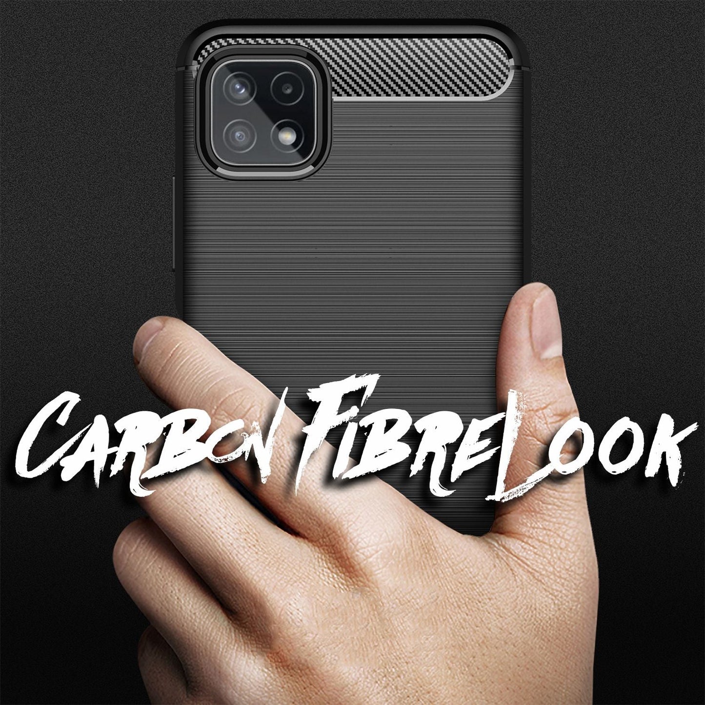 NALIA Silikonhülle für Samsung Galaxy A22 5G – Rutschfest & Matt – VORTEX (Gebürstete Optik & Carbon Design) – Marke aus Berlin