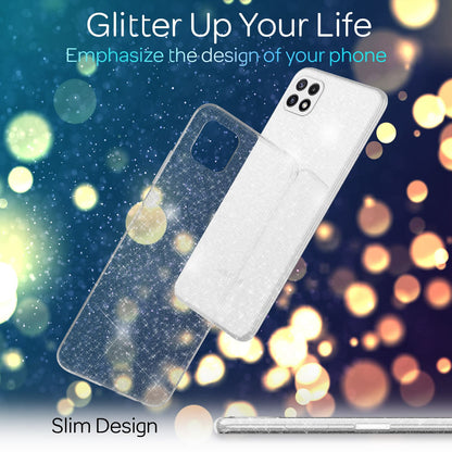 NALIA Glitzerhülle für Samsung Galaxy A22 5G – Funkelndes Silikon Case – DAZZLIN (Transparent & Stoßfest) – Marke aus Berlin