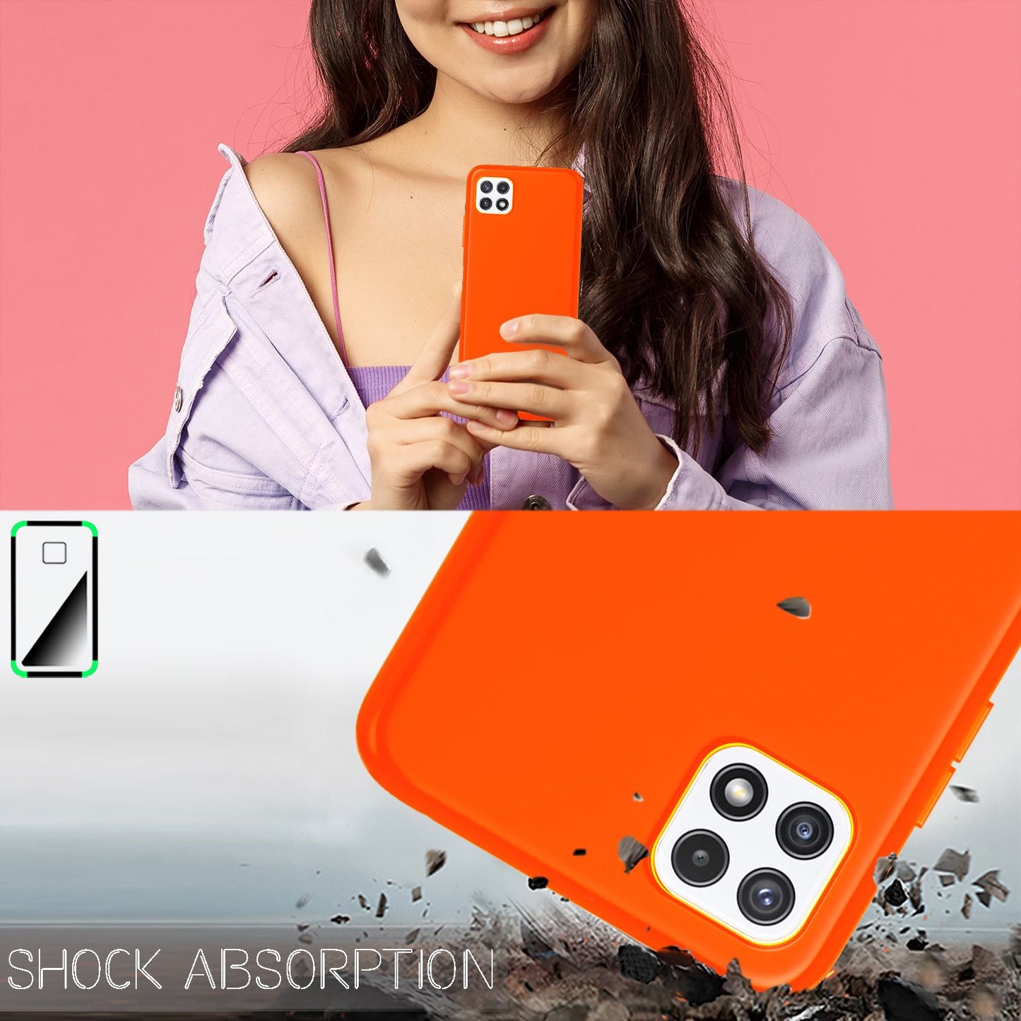 NALIA Neon Silikonhülle für Samsung Galaxy A22 5G – Soft-Touch & Signal-Neon – NEONSHOCK (Matte Schutzhülle) – Marke aus Berlin