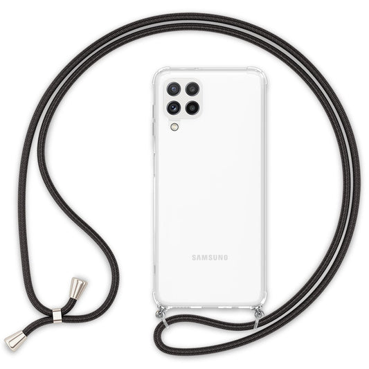 NALIA Handykette für Samsung Galaxy A22 4G – Transparentes Hybrid-Case & Band – HANGIT (Anti-Gelb Rückseite & Verstellbar) – Marke aus Berlin