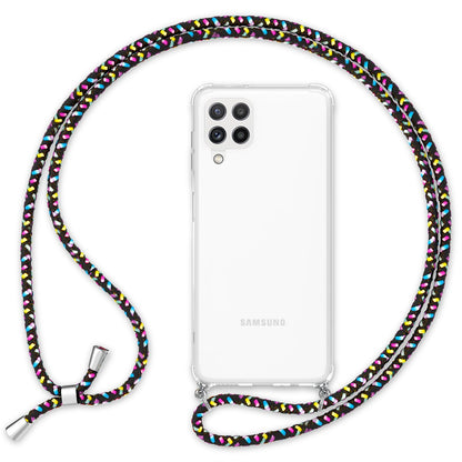 NALIA Handykette für Samsung Galaxy A22 4G – Transparentes Hybrid-Case & Band – HANGIT (Anti-Gelb Rückseite & Verstellbar) – Marke aus Berlin