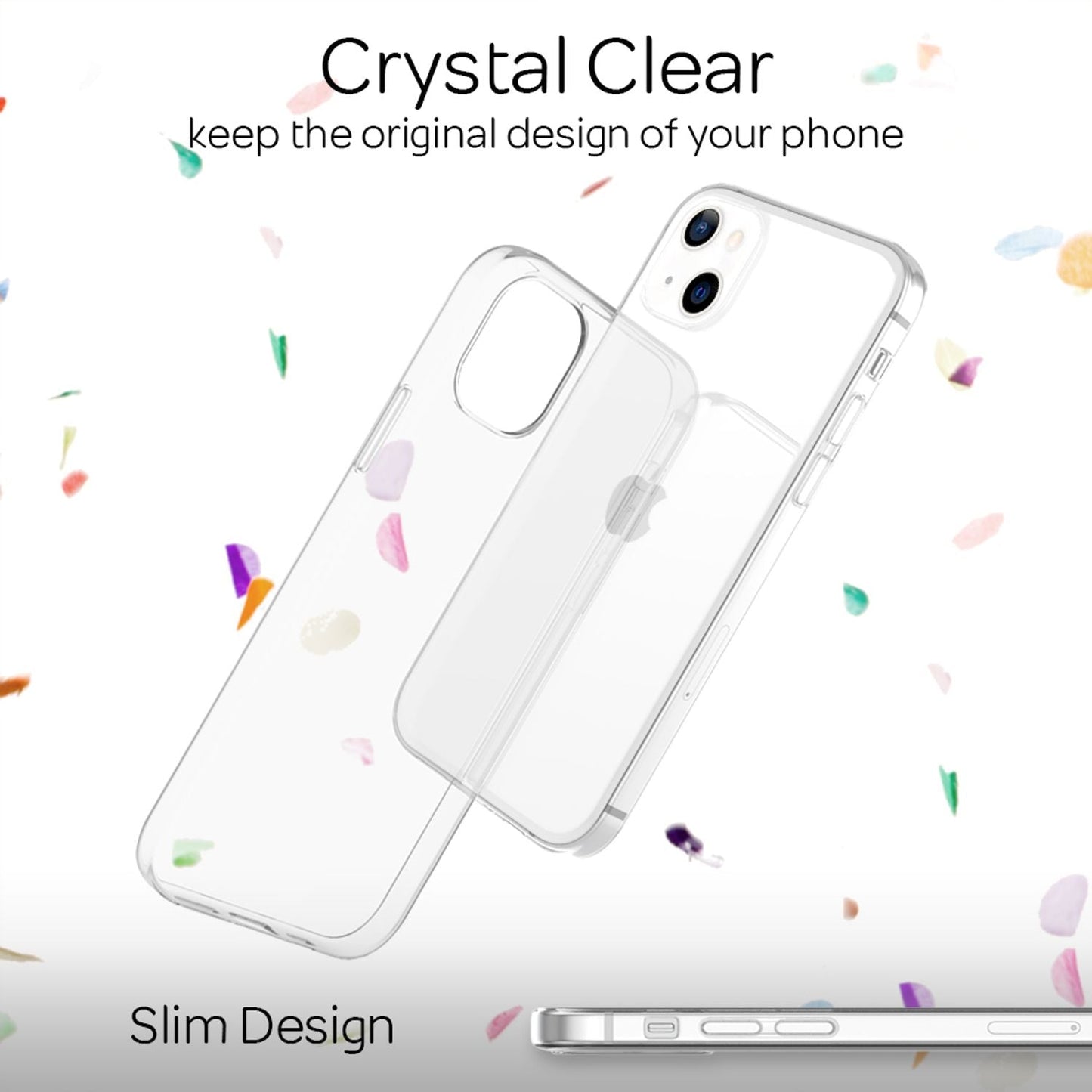 NALIA Transparente Silikonhülle für iPhone 13 Mini – Anti-Gelb & Rutschfest – GLAZE (Handyhülle Kristallklar, Schlank & Stoßfest) – Marke aus Berlin