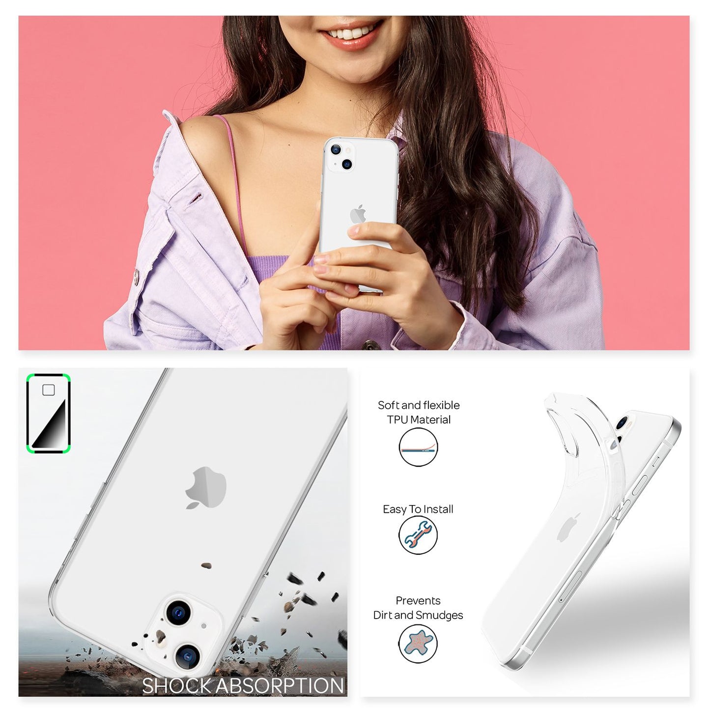 NALIA Transparente Silikonhülle für iPhone 13 Mini – Anti-Gelb & Rutschfest – GLAZE (Handyhülle Kristallklar, Schlank & Stoßfest) – Marke aus Berlin