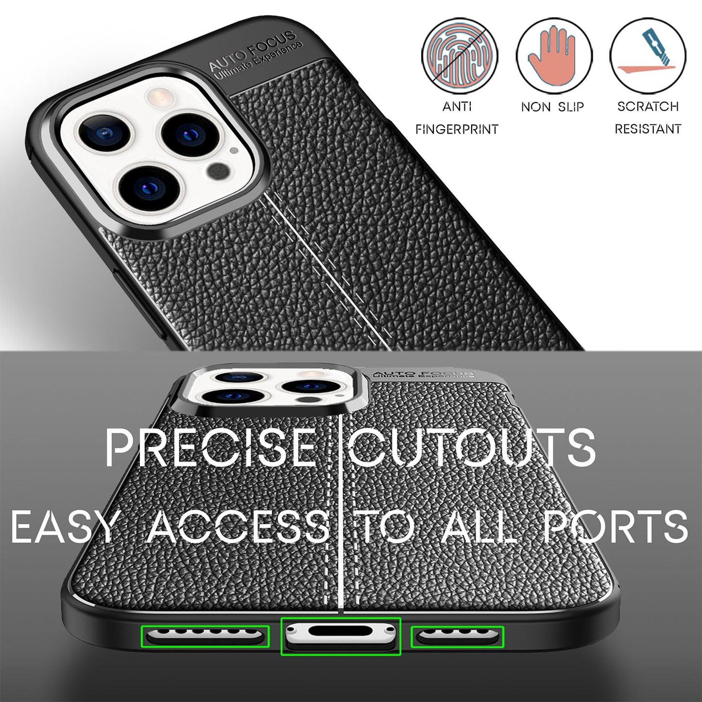 NALIA Leder-Optik Silikon Case für iPhone 13 Pro Max – Griffig & Matt – BARRON Handyhülle (Anti-Fingerprint, Stoßfest & Robust) – Marke aus Berlin