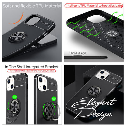 NALIA Ringhülle für iPhone 13 Mini – Ring-Ständer 360° & für Magnet-Halter – GRIP360 (Mattiertes Silikon Case) – Marke aus Berlin