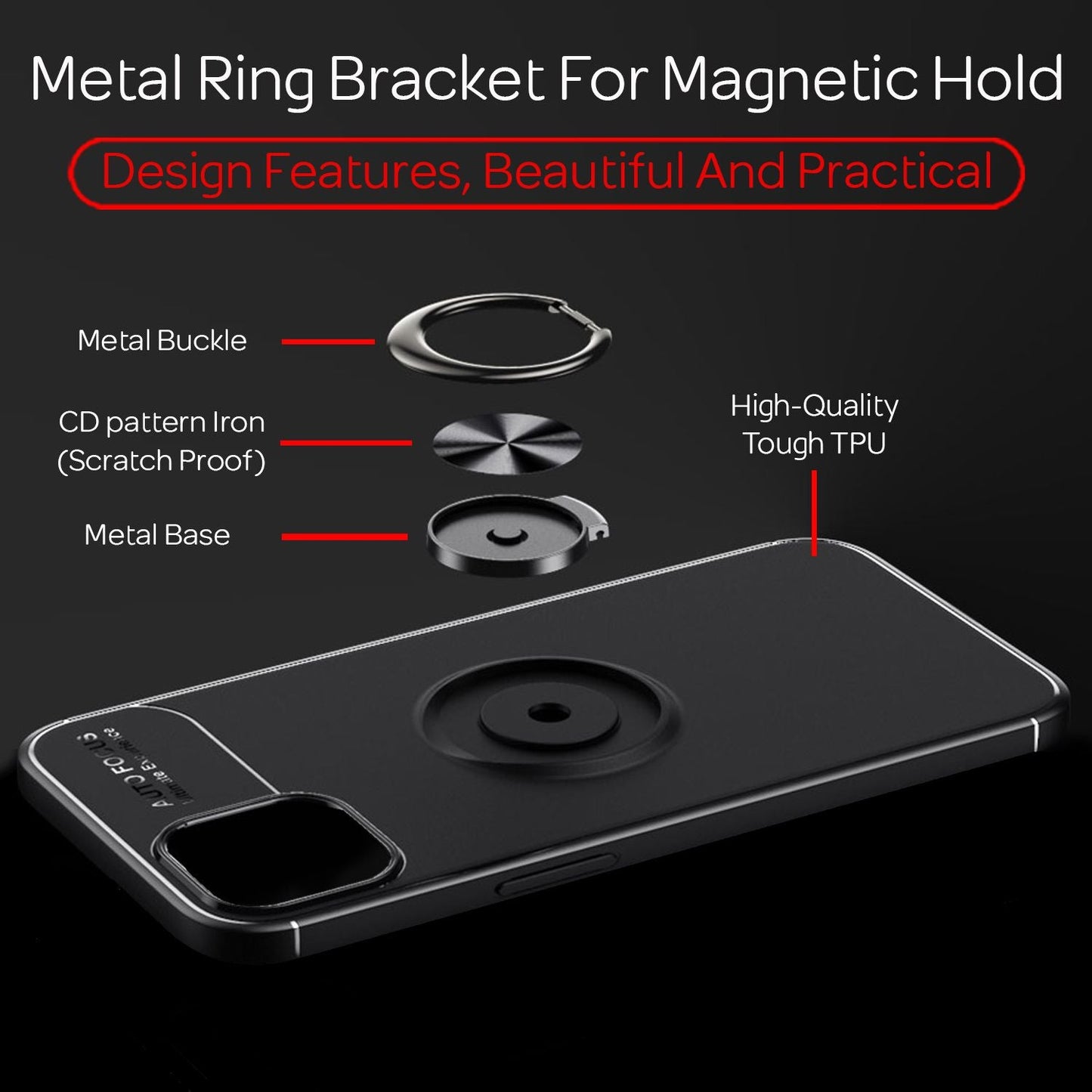 NALIA Ringhülle für iPhone 13 Mini – Ring-Ständer 360° & für Magnet-Halter – GRIP360 (Mattiertes Silikon Case) – Marke aus Berlin