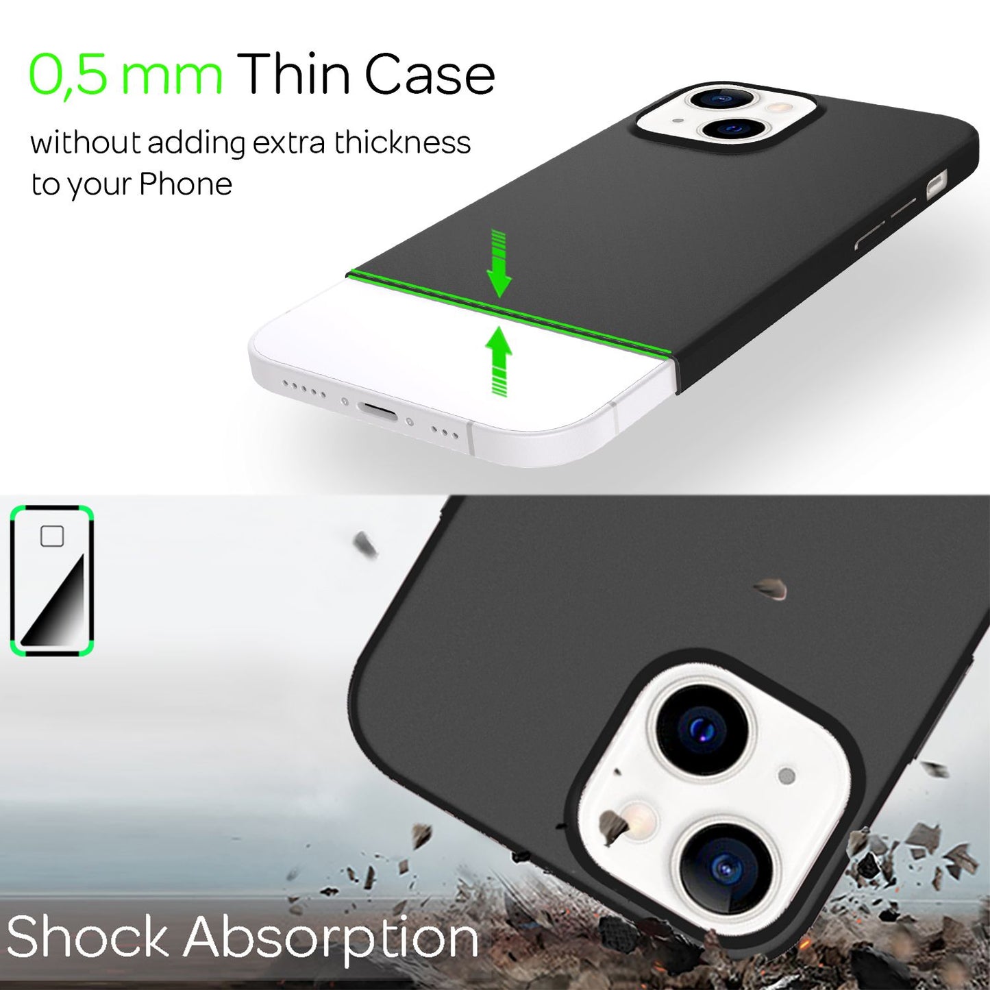 NALIA Ultra Slim Hardcase für iPhone 13 – Anti-Fingerabdruck & 0.5mm Dünn – PUREFIT (Matt & Leicht) – Marke aus Berlin