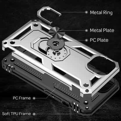 NALIA Military-Style Ringhülle kompatibel mit iPhone 13 Mini Hülle, Extrem Schützend Stoßfest Robust Outdoor Case, 360° Ring für Standfunktion & KFZ-Halterung, Hardcase & Silikon Cover