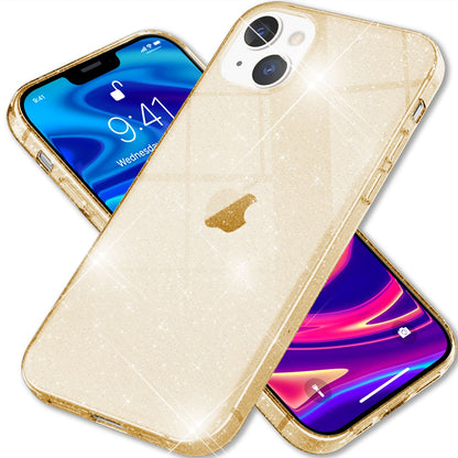 NALIA Glitzerhülle für iPhone 13 Mini – Funkelndes Silikon Case – DAZZLIN (Transparent & Stoßfest) – Marke aus Berlin