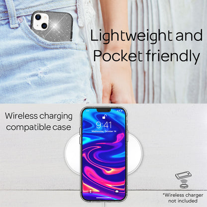 NALIA Glitzerhülle für iPhone 13 Mini – Funkelndes Silikon Case – DAZZLIN (Transparent & Stoßfest) – Marke aus Berlin