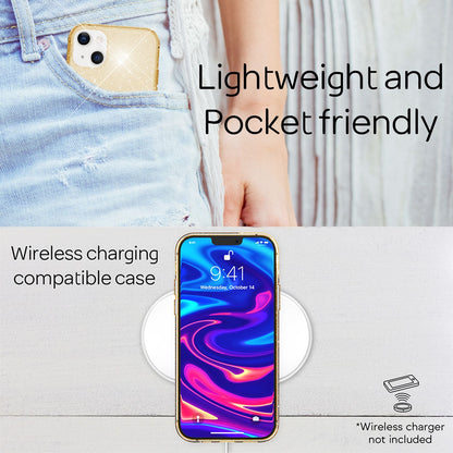 NALIA Glitzerhülle für iPhone 13 Mini – Funkelndes Silikon Case – DAZZLIN (Transparent & Stoßfest) – Marke aus Berlin