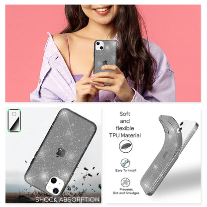 NALIA Glitzerhülle für iPhone 13 Mini – Funkelndes Silikon Case – DAZZLIN (Transparent & Stoßfest) – Marke aus Berlin